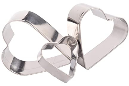 MAGICLULU Stampo Per Biscotti a Forma Di Cuore in Acciaio Resistente 3 Pezzi, Tagliabiscotti Fai Da Te Sicuro e Lavabile, Utensile Cucina Per Torte e Dolci Decorativi, Per Appassionati Di Pasticceria