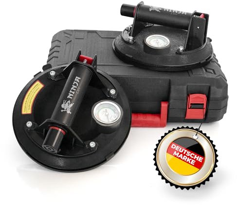 NINJA DIY Saugheber 2er Set - Robuste Glasheber für Glas, Fenster, Laminat, Fliesen, nur für glatte Oberflächen – NICHT FÜR TERASSENPlATTEN UND RAUE OBERFLÄCHEN - Vakuumheber Saugnäpfe für Fenster