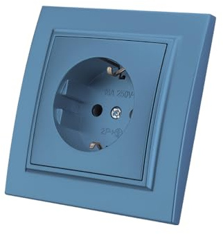 WESA Enchufe de pared empotrado, juego de enchufes de pared, 250 V CA 16 A, azul, enchufe con puesta a tierra EP-000