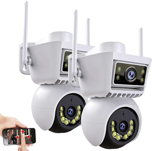 7links Sicherheits-Kamera: 2er-Set Dual-Linsen-WLAN-Pan-Tilt-IP-Kameras, Full HD, Farb-Nachtsicht (Full-HD-Überwachungskamera, Dual-Linsen)