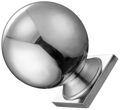 TINEASUR Edelstahl Gartenkugel Spiegelpolierte Hohlkugel Mit Quadratischem Sitz Dekorative Reflektierende Gazing Ball Für Außenbereiche Und Treppen Geländer Modernes Design Leicht Und Viels