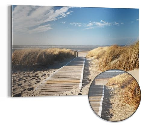 DEQORI Metall Magnettafel | 90x60 cm cm groß | Motiv Strandaufgang am Meer | Whiteboard für alle Magnete | Magnetboard Wand-Tafel für Küche & Büro | Design Magnetwand Pinnwand magnetisch