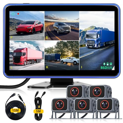 Hodozzy Kit de surveillance de caméra de recul, moniteur de recul IPS de 25,4 cm, câble Ca-mera de secours arrière 5 fois, grand angle, étanchéité IP68, vision nocturne, caméra de recul câblée pour