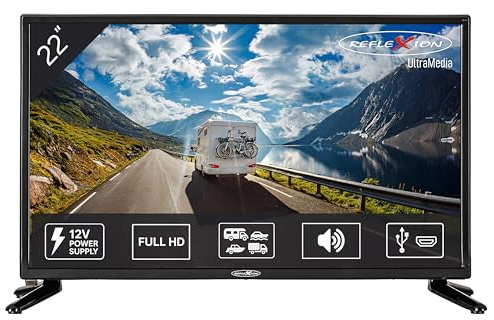 REFLEXION LED225 LED-TV, 55 cm/22 tum, husvagn/husbil/camping/husvagn/båt/lastbil, 12/230 volt, Full HD, trippelmottagare, med DVB-T2HD, DVB-S2, DVB-C, CI+plats och inspelningsfunktion (PVR)