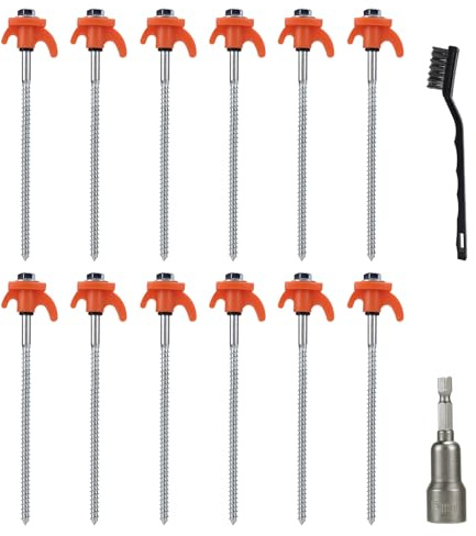 MIGUBIGU 12x Schraubheringe Camping 20 cm Zeltheringe Erdschrauben Heringe