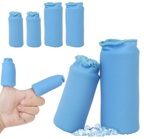 4 St Finger Eisbeutel, 3cm Durchmesser Finger-Kompressionsmanschette Schutz Gegen Kalte Finger Eisbeutel für Schnellende Finger für Männer Frauen Geeignet für Heiße und Kalte Kompressen (Blau)