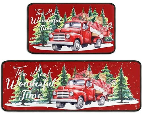 Küchenteppich Weihnachtsstreifen Küchenläufer,Teppich Für Küchenteppich Waschbar rutschfest, Fussmatte Aussenküchenfußmatten Mikrofaser Waschbar In Waschmaschine 40X60