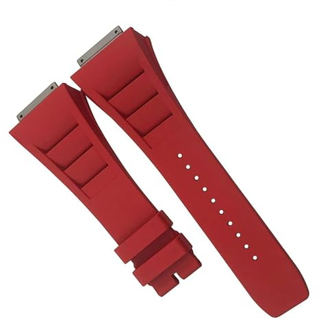 dongriuk 19 mm Gummiarmband mit Metallschnittstelle für Richard Mille RM035 011 055 030 Uhrenarmband. Ersatzzubehör(RED)