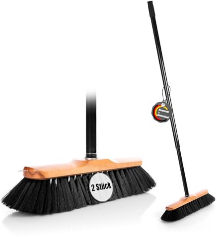 BigDean 2 Stück Zimmerbesen mit Stiel 150 cm ausziehbar – Besen mit feinen Rosshaar Borsten & Made in Germany