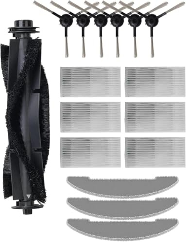 Vexilar Replacement Parts for Cleanavo W11/W9/W15 Self-Draining Robot Vacuum Cleaner Accessory Kit, 1 Main Roller Brush, 6 Side Brushes, 6 HEPA Filters, 3 Mop Attachments