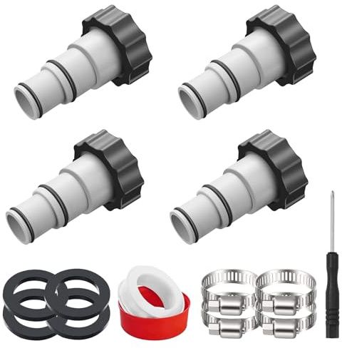 Herbst 4 Stück Pool Adapter 38 auf 32mm, Schlauchadapter Pool, Schlauch Adapter für Intex Pool(Adapter A)