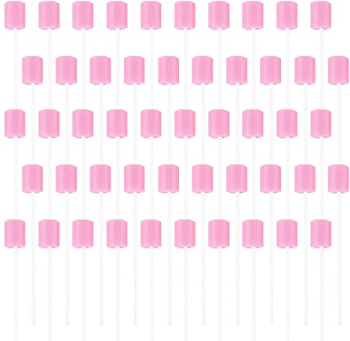 100 Pièces Soins Bucco Bâtonnets,Écouvillon Éponge,Nettoyage Écouvillon Éponge, pour Soins Buccodentaires Quotidiens et Besoins Domestiques des adultes,Enfants ou des Animaux Domestiques (Rose)