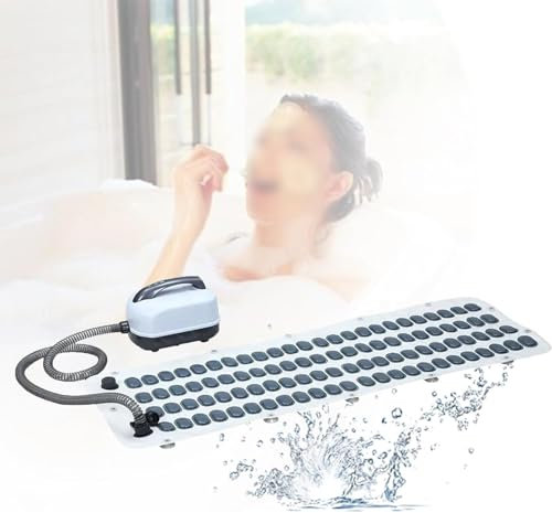 RayGenius Tapis De Bain Massant AntidéRapant, 6 Vitesses RéGlables, avec Coussin Gonflable Et TéLéCommande, pour Soulager Les Tensions Musculaires, Compatible avec La Plupart des Baignoires.
