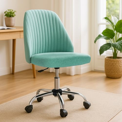 DUMOS Bürostuhl Schreibtischstuhl schminktisch Stuhl kleine Schreibtischstühle mit Rollen niedlicher Drehstuhl mit Rückenlehne armlos Heimbüro