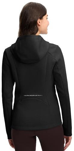Pioneer Camp Fahrradjacke Damen mit Kapuze, Fleece Gefüttert Fleecejacke Warm, Winddicht und Atmungsaktiv Outdoor Damenjacke Reflektierend für Fahrrad, Laufen und Freizeit