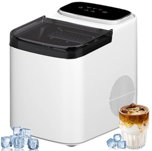 1.2L Mini máquina de Fabricantes de Hielo para encimera - Auto Limpieza, fabrica Cubitos de Hielo Transparentes en 6-10 Minutos | Portable y pequeño, bajo Ruido | para casa, Cocina, Oficina White