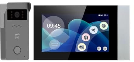 TIEOAXFT 2 Cables Smart Home Tya WiFi 1080P videoportero videoportero 7 ''Pantalla táctil a Color Cámara Timbre Sistema de Seguridad de Puertas