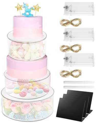 Guniata 3 Stück Acryl Tortenstände,Transparente,Befüllbare Tortenständer aus Acryl,Multifunktional Rund Tortentrenner Ständer,Kuchenständer,für Hochzeit,Geburtstag,Party(3pcs)