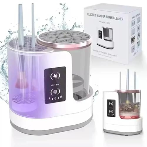 Machine de nettoyage de pinceaux de maquillage électrique 3 en 1 avec support pour pinceaux de maquillage - Portable et automatique USB - Outil de nettoyage pour toutes les tailles de pinceaux de
