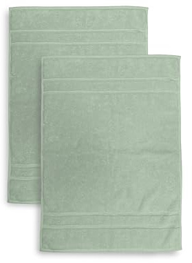 Set 2 Tappetini da Bagno in Spugna, Misura 50x70 cm, Assorbente, 650 g/m², Lavabile in Lavatrice, Asciugatura rapida, Colore Salvia
