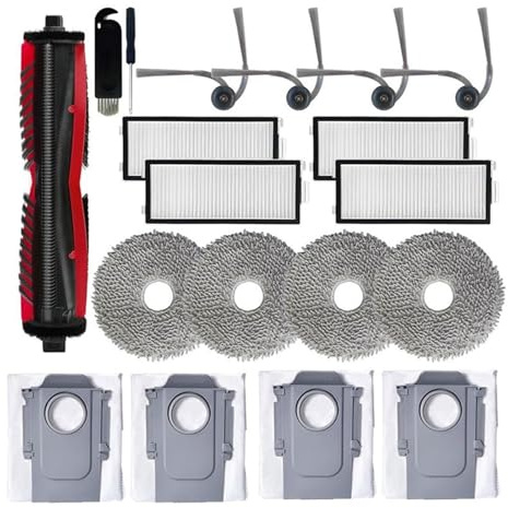YWXCBNCI Kit de accesorios de repuesto compatible con aspiradora Saros Z70, cepillo lateral principal, filtro HEPA, almohadillas de fregona, bolsas for polvo