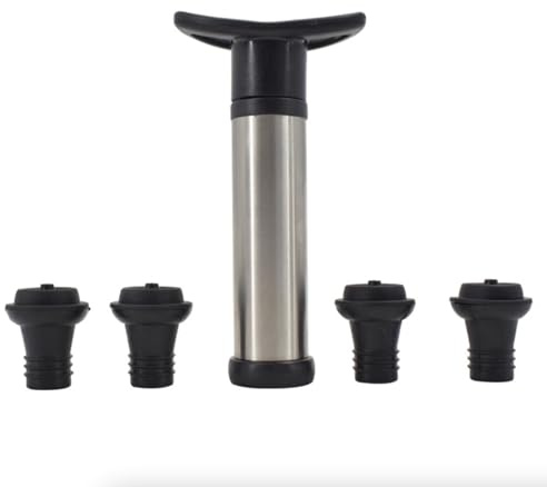 Cube-LED Tapón de vacío para vino con bomba de ahorro de vino, kit de conservación de vino superior de 4 piezas para sabor fresco y protección del sabor [WA03]