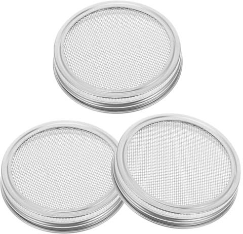 Gogogmee Coperchi per Germogli in Acciaio Inossidabile da 86 Mm per Barattoli per La Germinazione Domestica, Set di 3 Coperchi Filtro Fine per Coltivare Germogli Biologici in Cucina