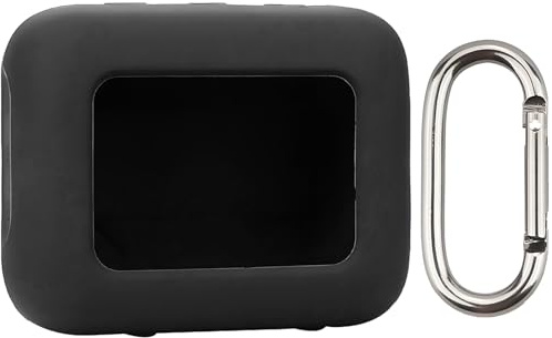 easyBee Hülle für JBL Go 4 Tragbare mit Karabiner, Flüssiges Silikon Case Stoßfest Schutzhülle Bluetooth Lautsprecher Tragetasche - Schwarz