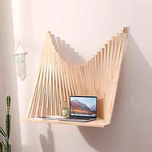 Folding Desk Wall Mounted Drop-Leaf Table Floating Laptop Desk, Fold Down Wall Desk, Wood Foldable Hanging Workbench, for Small Spaces Bar Space Saving Collapsible Wall Table(78cm/31in)