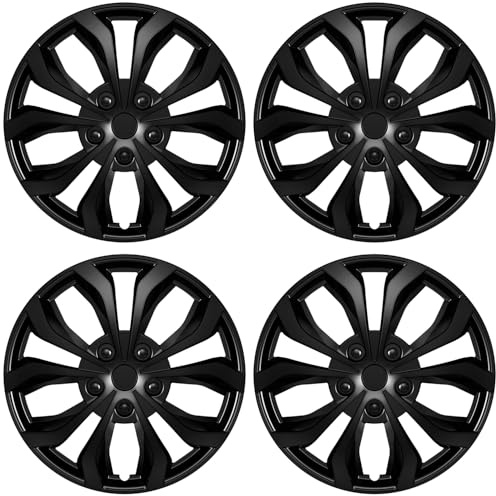 AutoBeeDen Lot de 4 enjoliveurs universels pour roues de 15 et 15 (noir, 15)
