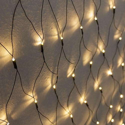 Meisterhome® LED Lichternetz Lichterkette 3×3 m – 240 Warmweiße LEDs – IP44 Wasserdicht – Weihnachtsbeleuchtung für Innen & Außen – Lichtervorhang für Garten, Balkon, Fenster & Baum – Energiesparend