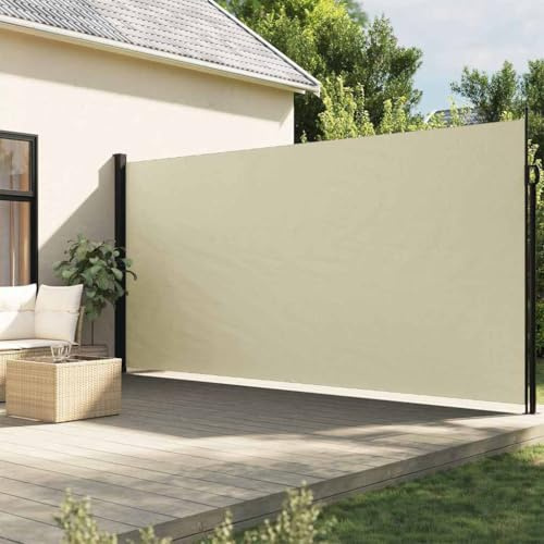 Sombrilla de jardín, toldo lateral, extensible, color crema, 200 x 600 cm, para balcón o terraza, fácil instalación