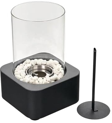 Qfdiwr Foyer De Table pour Intérieur 29x16cm Cheminée De Tables À L'éthanol Foyers Extérieur Bol À Feu Portable Lampe De TableFer Foyer avec Pierres Décoratives pour Patio Jardin L'Arrière-Cour