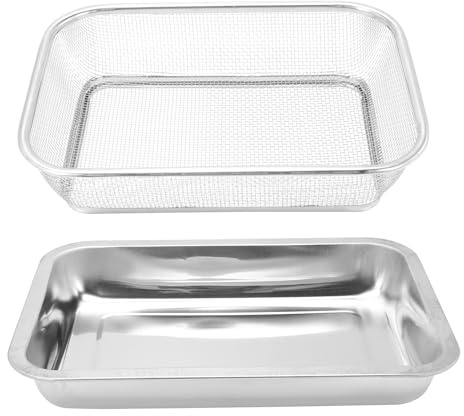 NUOBESTY Plaque de Vidange d'Huile en Acier Inoxydable Grille de Refroidissement Amovible Panier Égouttoir Multifonction pour Friture et Pâtisserie Accessoire la Cuisine Solide pour
