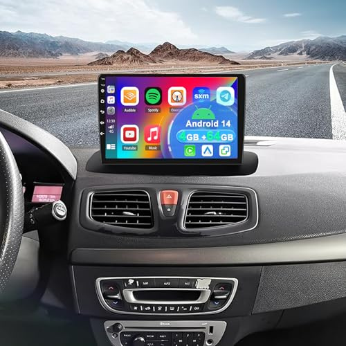 4+64G Android 14 Autoradio Stereo per Renault Megane 3 2009-2015 con Carplay Android Auto, 9 pollici Touch Screen Radio Lettore Multimediale con navigazione GPS FM RDS SWC Mirror Link Schermo diviso