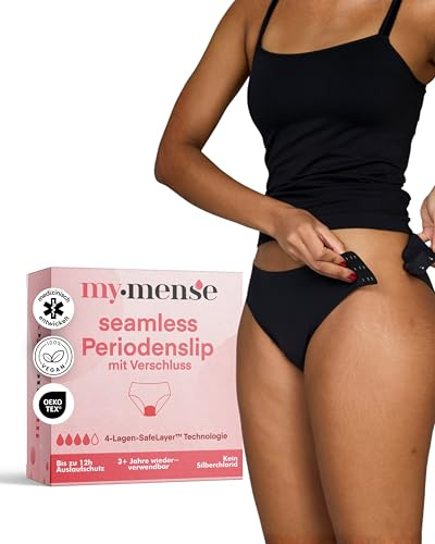 mymense Seamless Periodenslip Ivy mit Verschluss I Größen 34-52 I Periodenunterwäsche mit starker Saugkraft bis 4 Tampons & 12h Schutz I Ultradünn, auslaufsicher & nahtlos I Für Starke Tage geeignet