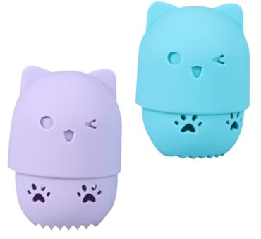 Alipis Custodia Portacipria in Silicone con Coperchio 2 Pezzi, Porta Spugne da Trucco Ventilato e Igienico, Supporto Asciugatura per Spugna Cosmetica Viola e Azzurro per Donne e Ragazze