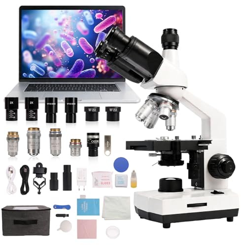 SWIFT SW320T Trinocular Microscope 40x-5000x - Professional Laboratory Microscope with 2MP Camera, Carrying Case, Smartphone Holder & Accessories for Experiments - Metal Housing for Adults & Students