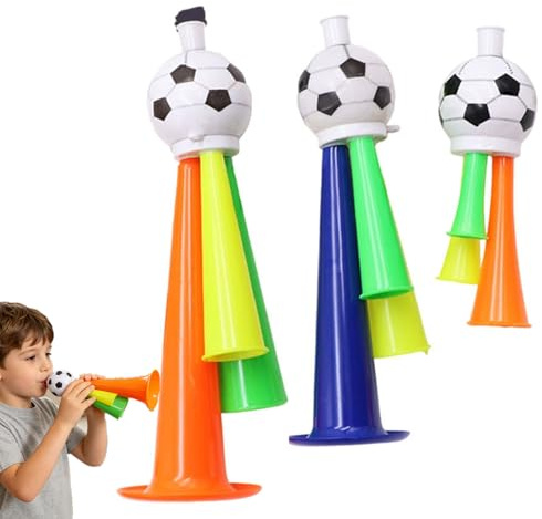 Generisch 3 Stück Fan Tröte Fußball,Jubelnde Fussbal Horn,2026 Fußball Stadion Tröte,Vuvuzela Fussball,für Kinder Fußbell Fans für Fussball-Themenparty, Weltmeisterschaft