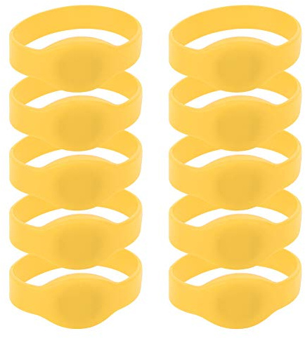 Ausla Silikonarmband -armband 10-pack 125KHz TK4100 Skrivskyddad åtkomstkontrollband IP68 Vattentät för Pool Gym Bastu Omklädningsrum Personal och Medlemmar (Gul)