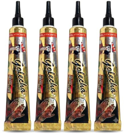 Golecha Henna Tube Schwarz für Körperbemalung, PPD-frei, 4er Set