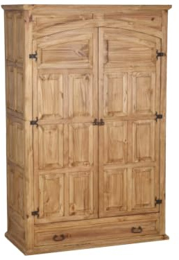 MiaMöbel Schrank Mexico Möbel 130x203x64 cm Landhausstil Massivholz Pinie Honig