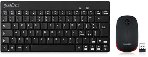 Perixx PERIDUO-712 Set Tastiera e Mouse piccoli Wireless 2.4G per Windows, Tasti silenziosi, Mini Design, Italiano QWERTY, Nero