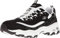 Skechers Women's D'lites Biggest Fan Sneaker, Black Trubuck White Mesh Silver Trim, 9 UK