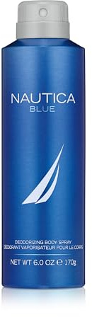 Nautica Blue Deo Body Spray 6 fl oz (Pack of 1), Notes of Basil, Jasmine, and Cedarwood, Men's Fragrance, Long Lasting, Everyday Fragrance