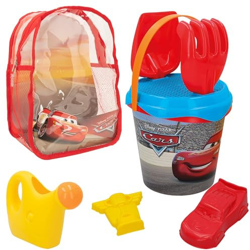 COLORBABY - Set Mochila Beach Cars - Cubo con Accesorios D18 + Moldes 48223