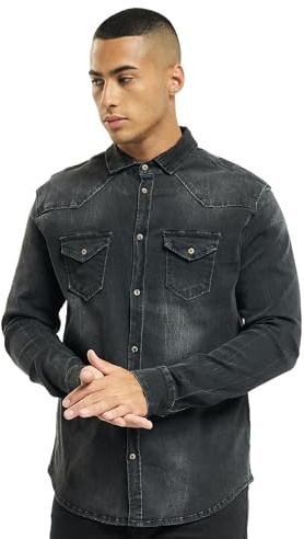 Brandit Riley Denim Shirt Long Sleeve, Farbe: Black, Größe: 4XL