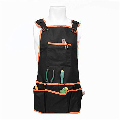 Grantien Werkzeugschürze Mit 11 Taschen, wasserdichte, langlebige Arbeitsschürze Für Küchengartenschweißen Oxford Schwarz 59 * 59,5 cm