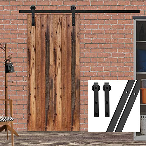 GIFSIN 5FT/152 cm Skjutdörrskit för ladugårdsdörr – enkel dörr, J-formad hängare