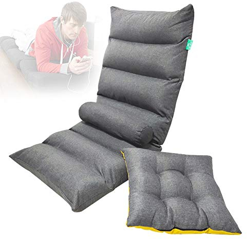 NANANA Sitzkissen Sitzsack Bodenkissen Stadionkissen Boden Sessel mit Lehne Klappbar, In & Outdoor Sitzsäcke Sessel Kissen Sofa Hocker Sitzkissen Bodenkissen, 49x20x5 Zoll,Grau